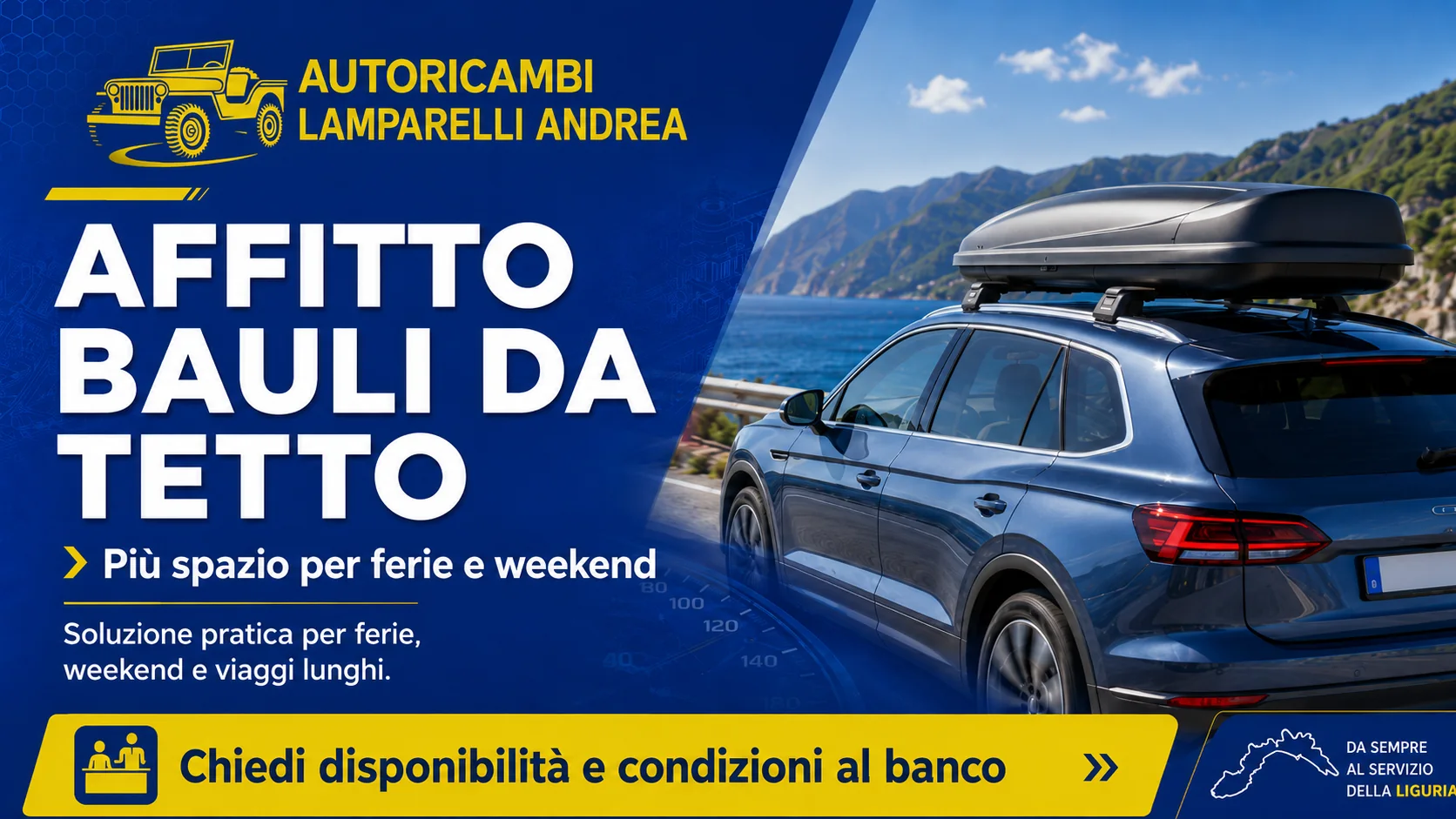 Affitto bauli da tetto per ferie, weekend e viaggi lunghi - Autoricambi Lamparelli Andrea